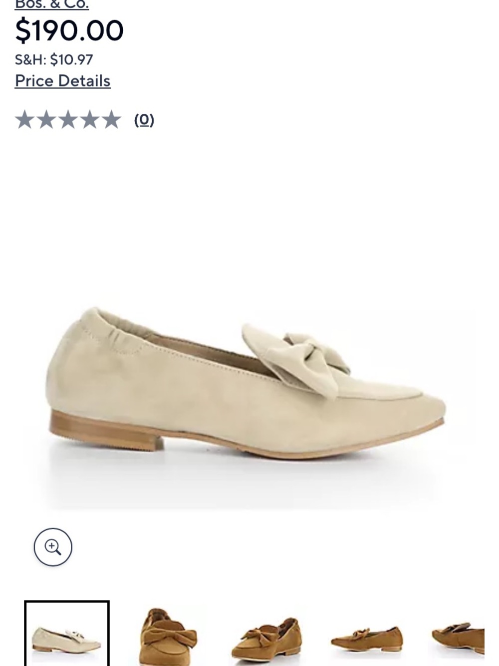 Bos. & Co. Tan Bow Detail Slip-On Loafers (run small in size)